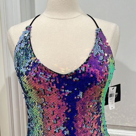 New! Sequins Mini Dress Mermaid Homecoming  Size 7 from By & By NWT - Picture 2 of 13